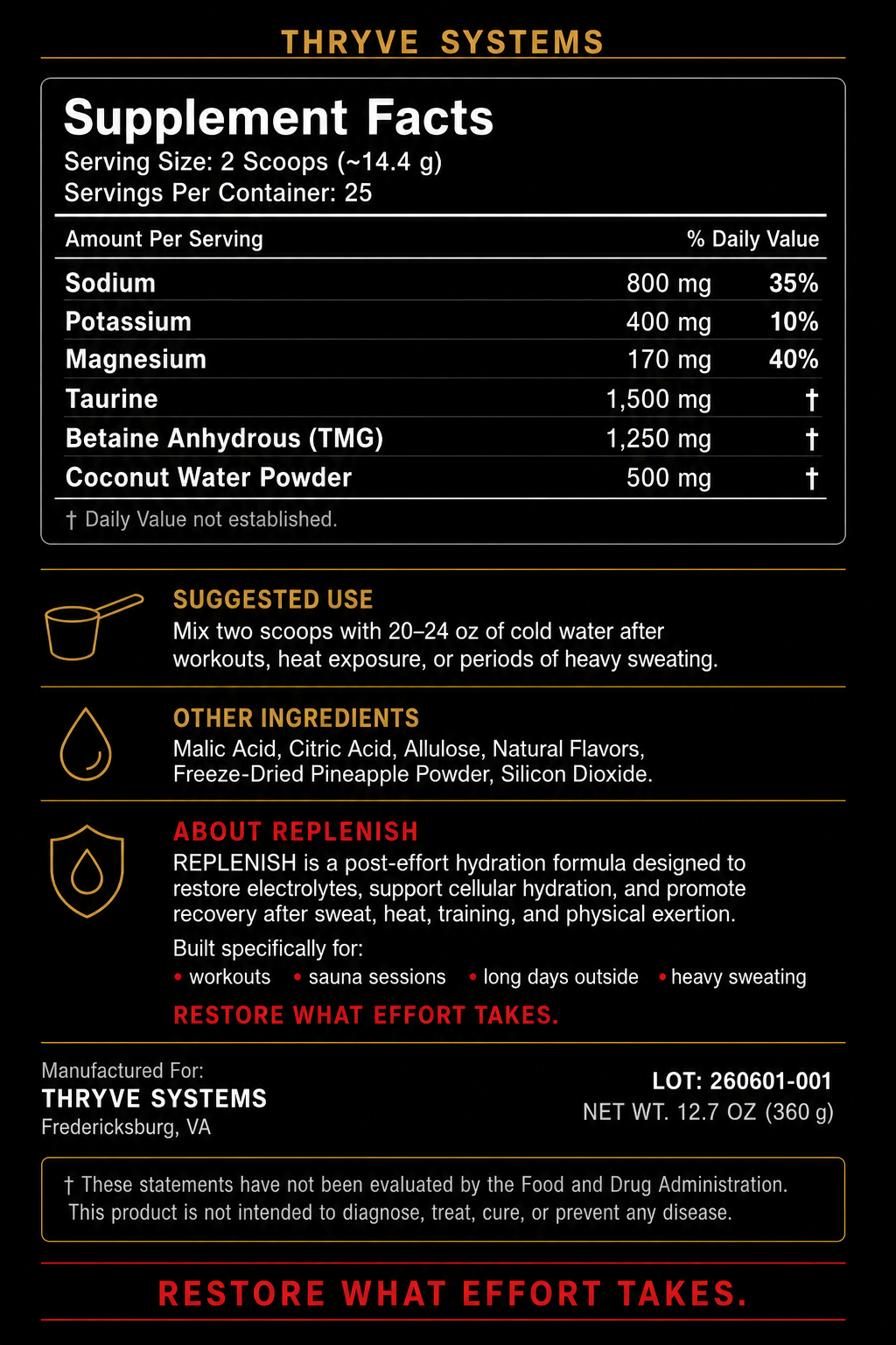 Replenish — Recovery Hydration | Thryve